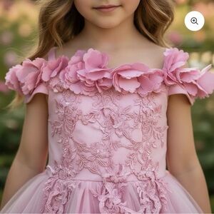 Elegant Pink Lace Kids Dress - Belle Gown